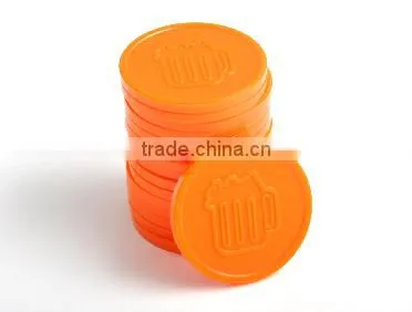Embossed Plastic Token Coins in Stock - Orange - Beer
