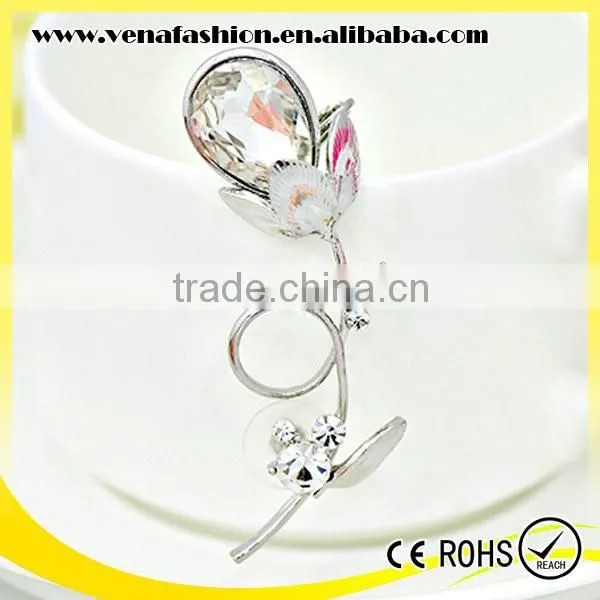 Guangdong Manufacturer Crystal Flower Lily Ear Cuff photo-3