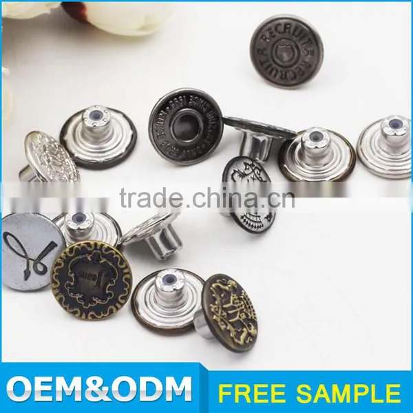 20mm Denim Metal Shank Custom Jeans Engraved Buttons photo-4