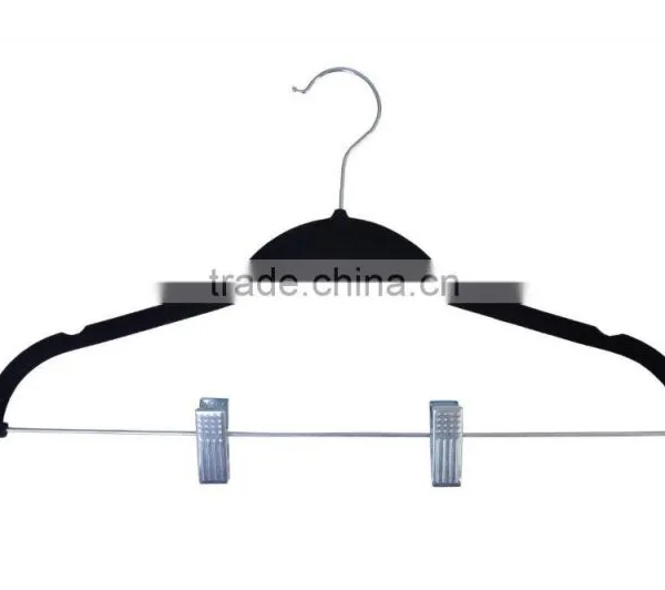 Velvet Flocked Skirt Hanger Pants Hanger Metal Hanger With Clips/. photo-2