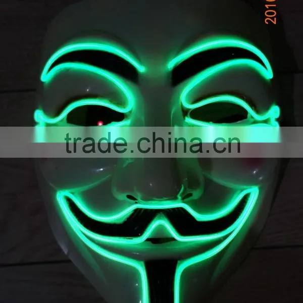 Vendetta el Wire Mask / EL Wire Party Mask for Halloween / EL Wire Halloween Mask photo-2