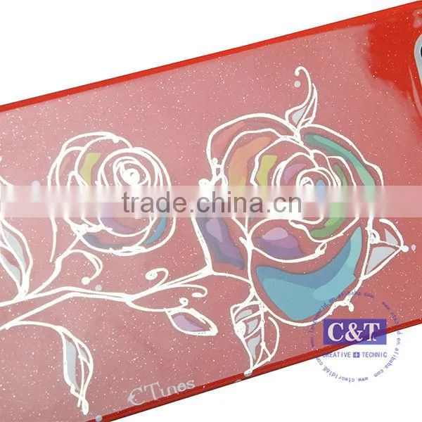 C&T Luxury Silver Foil Flower Rose Glitter Hard Case Cover for IPhone 5/5S photo-3