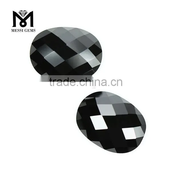 Oval Cabochon Synthetic Faceted Black Spinel Bead Gemstone Price photo-2