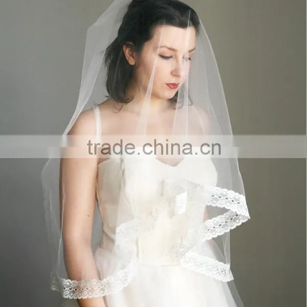 Hot Selling One Layer Lace Bridal Veils photo-3