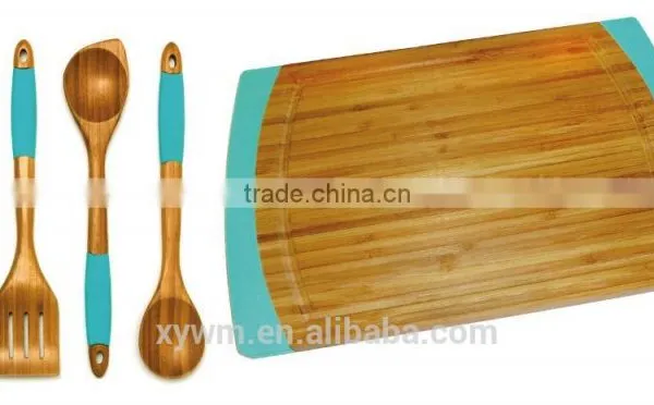 Bamboo Cutting Board and 5 Piece Kitchen Tools With Silicone Handles photo-2
