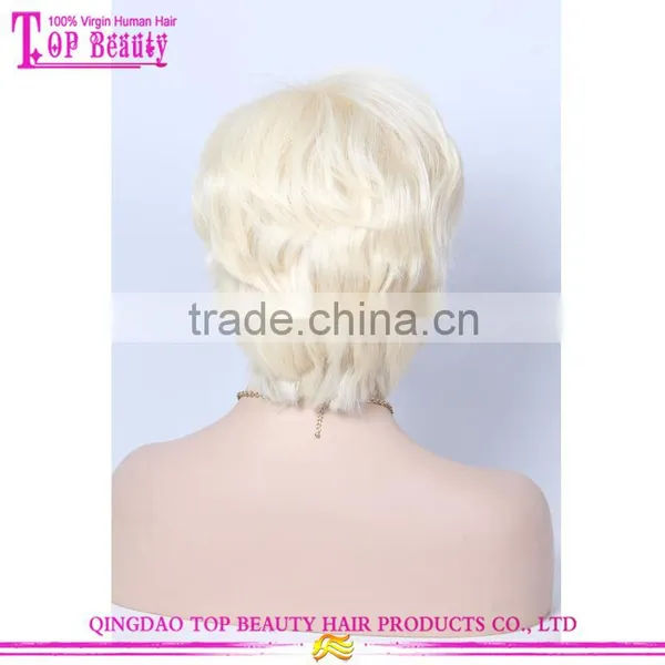 Fashion 8" Short Hair Cut Ombre 613 Blonde Brazilian Human Virgin Hair Bob Lace Wig photo-5