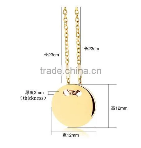 316L Stainless Steel Flat Gold Round Pendant 18ct Gold Pendant photo-3