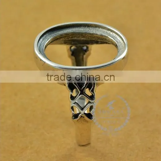 13*18mm 925 Sterling Silver Antiqued Silver Vintage Style Oval Bezel Butterfly Ring Base Blank Supplies DIY Findings 1223063 photo-2