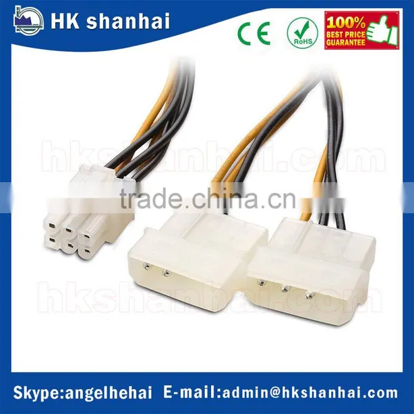 Trend 2017 Low Price Video Graphics Card 6 Pin PCIE to 2x 4 Pin Molex LP4 Power Cable PCI Express Power Splitter Adapter Cable photo-2