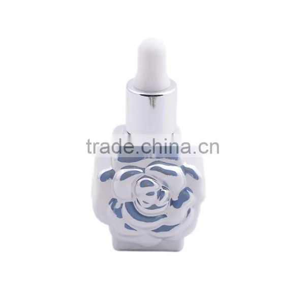 Wholesale Flower Shaped Glass Dropper Bottles, Samll Empty UV Gel Colored Glass Essential Oil Bottle photo-2