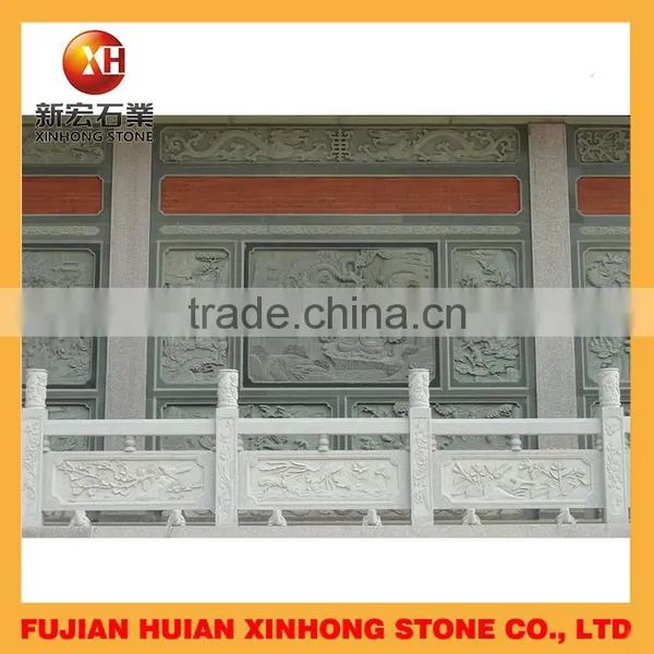 Natural Carved White Stone Columns and Stone Balustrade