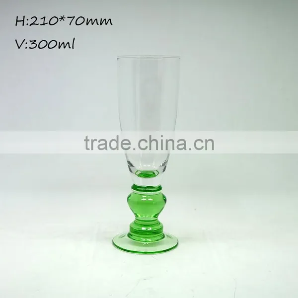 Unique Design Champagne Flute Wine Glass Green Stemware photo-3