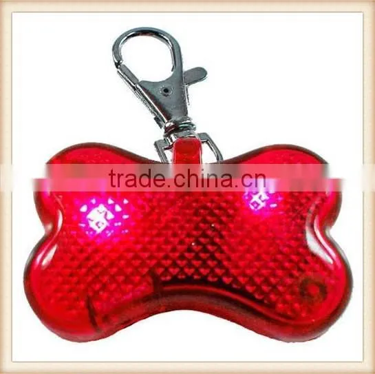 New 2 LED Bone Shape Powerful LED Keychain Mini Luminous Key Chain Pet Warning Light LED Flashing Light Lamp Portable Keyring photo-2