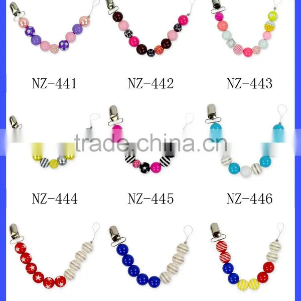 Hot Sale Newborn Toddler Baby Resin Candy Colors Beads Metal Pacifier Clips photo-6