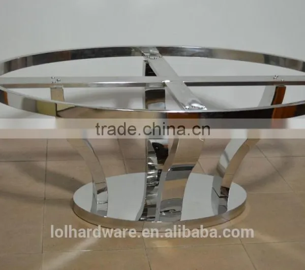 Stainless Steel Base Round Dining Table With Marble Top photo-5