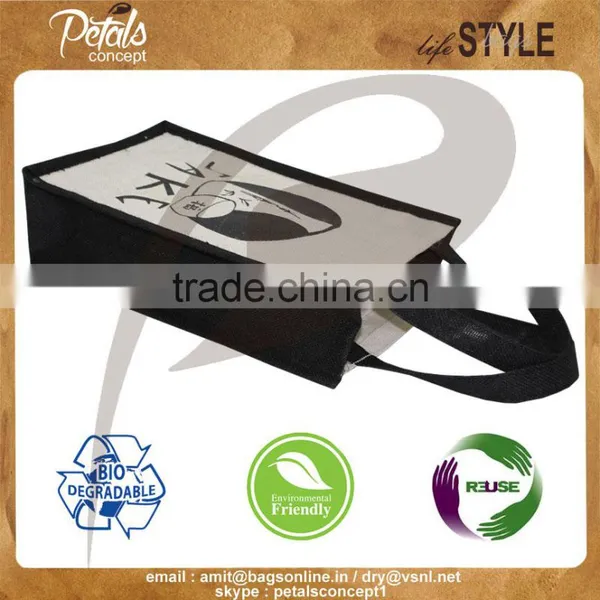 Two Bottle Jute Bag With Partition for Wine photo-3