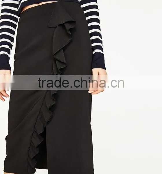 High-waisted Pencil Skirt With Ruffles Details Women Sexy Pencil Skirt Custom Wholesale Online Shopping photo-2
