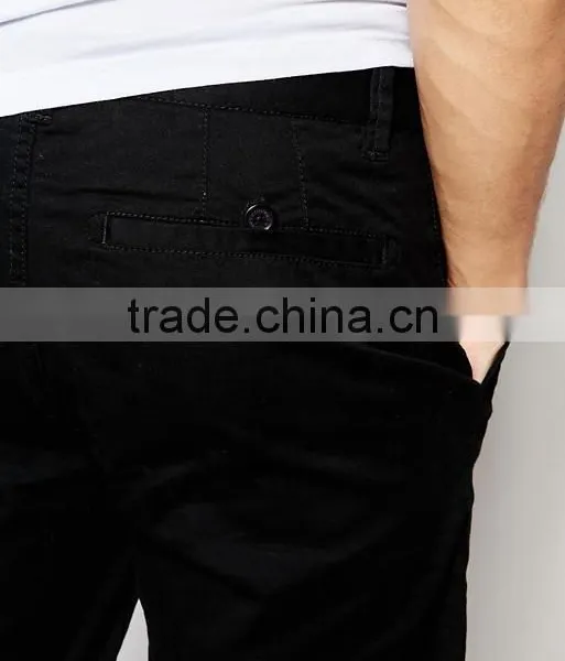 High Quality Custom Two Back Pocket Men's Black Slim Fit 97% Cotton 3% Elastane Stretch Twill Concealed Fly Casual Hot Shorts photo-3