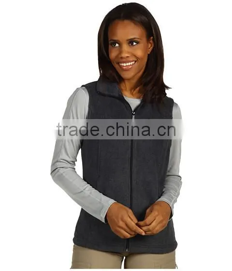 Women Sportwear Comfortable Spring Vest Sleeveless Fleece Sweatshirt With Full Zip