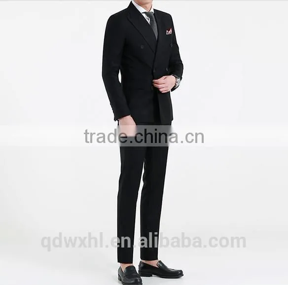 Fashion Navy Blue Stripe Double-Breasted Bespoke Suit Wholesale Mens Suit photo-3