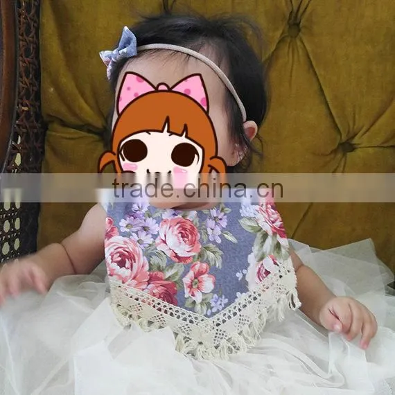 Baby Bandana Drool Bibs Tassel Kids Feeding Baby Boutique Floral Bibs photo-2