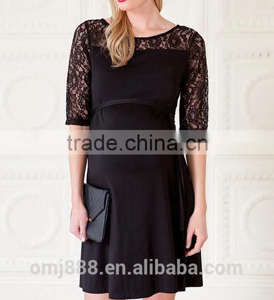 Maternity Wear Women Black Lace Swing Dress