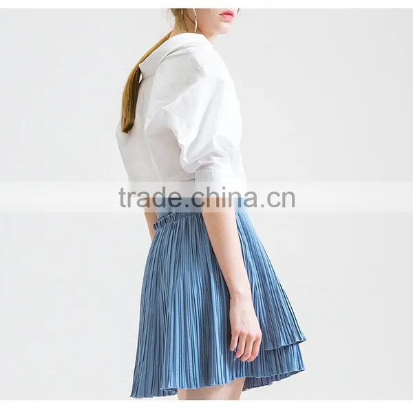 2016 Latest Fashion Mini Skirts Oem Chiffon Women Pleated Skirt for Wholesale photo-3