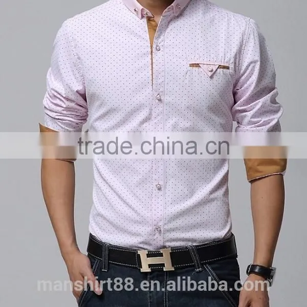 Decent Fashion Long Sleeve Contrast Color Custom Slim Fit Shirt photo-3