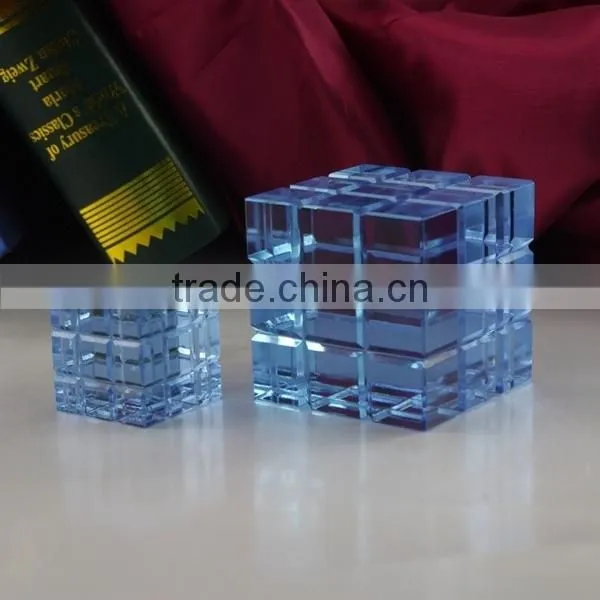 China Blue Crystal Cube Crystal Souvenirs Award Trophy for Gift photo-2