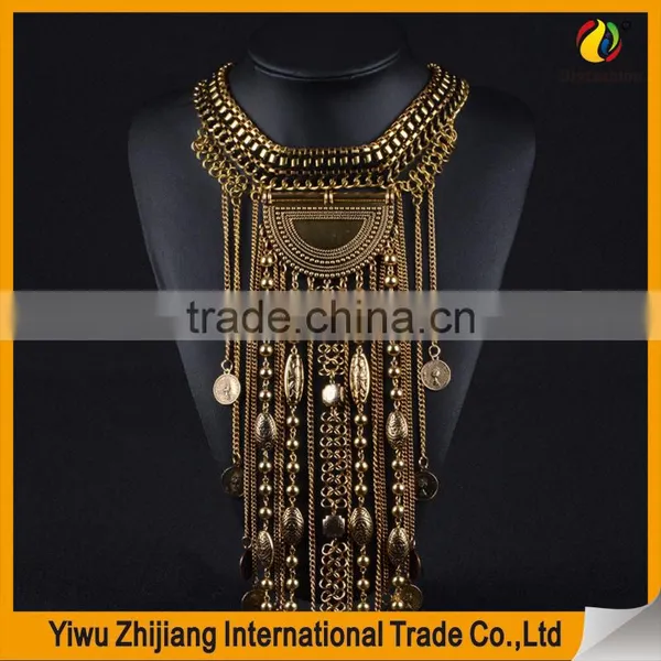 2016 Indian Handmade Tribal Tassel Necklace in Gold Sliver Color for Women photo-4