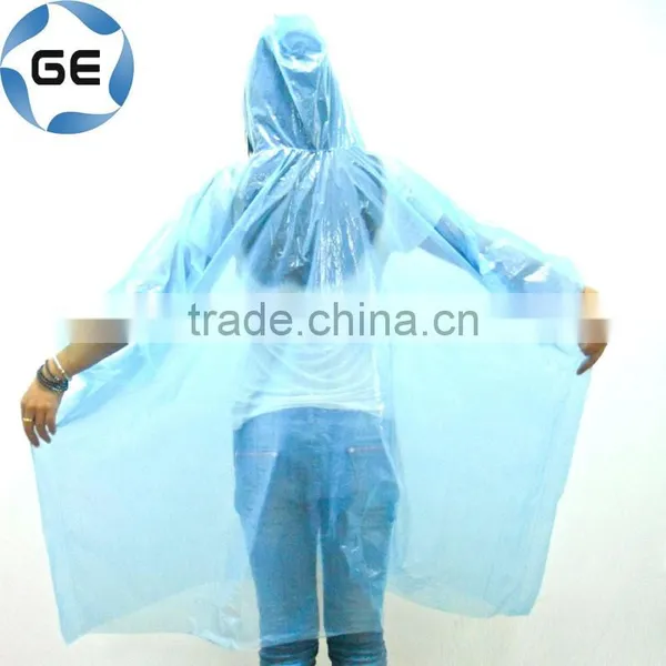 High Quality PE Disposable Raincoat Waterproof PE Coverall Hooded Rainproof Emergency Rainwear for Outdoor Poncho