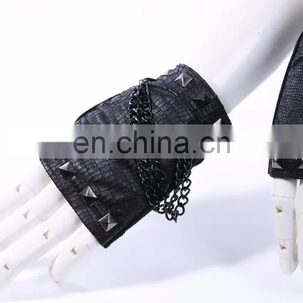 Gothic Short Fingerless Snakeskin Imitation Gloves photo-2