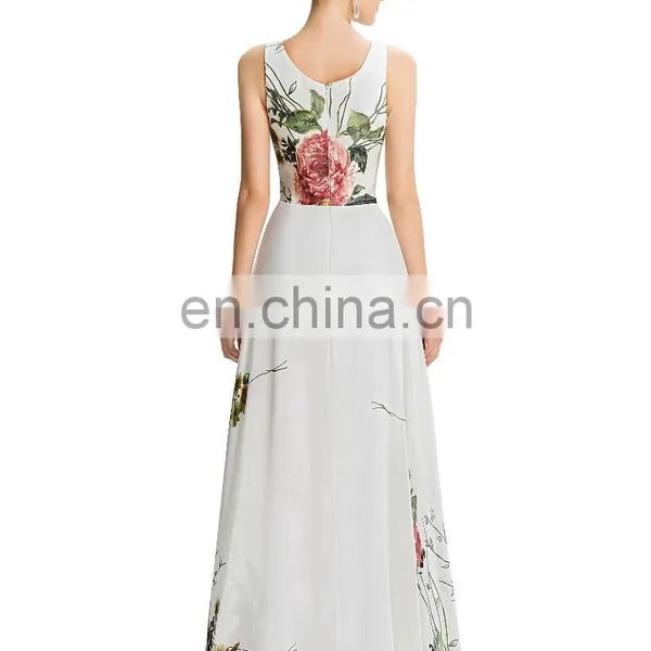 Grace Karin 2016 New Design Women Long Sleeveless Flower Pattern Chiffon Long Prom Dress GK000033-1 photo-3