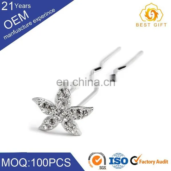 Popular Customizable Fashion Rhinestones Metal Hair Pin for Women photo-3