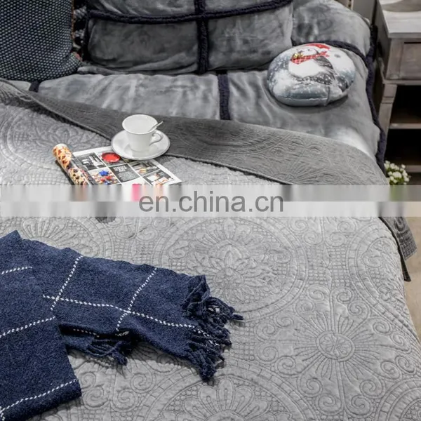 China Factory Custom Queen Size Dark Grey Mandala Embroidered Quilt Cover/Bedding Set photo-2