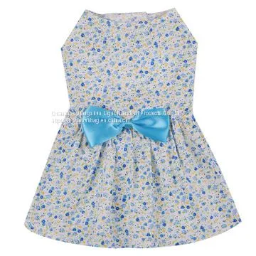 Pet Clothes Supplies Wholesale Manufacturers Pet Summer Dress Bow Knot Floral Skirt Girl Dog Dress Skirt photo-3