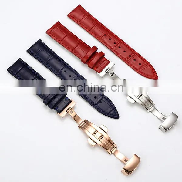 Wholesale New Style Leather Color Strap Men and Women Butterfly Buckle Strap Watch Accessories Various Sizes