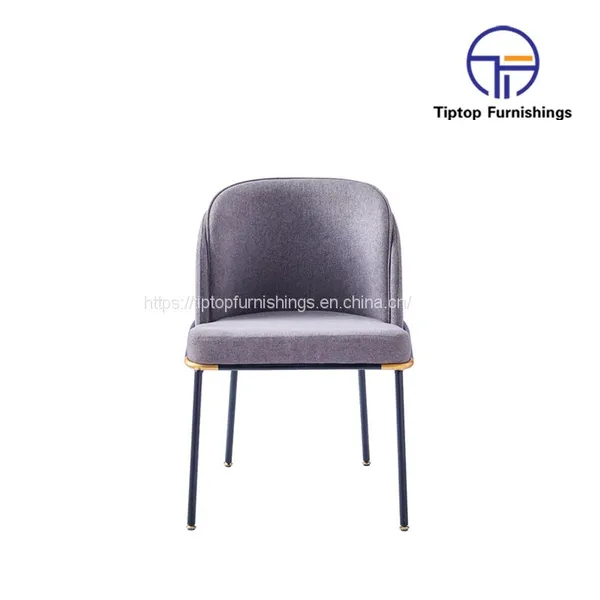 Tiptop Modern Nordic White Wool Blend Boucle Fabric Black Metal Leg Cafe Lambswool Esszimmerstuhl Samt Dining Chair photo-2