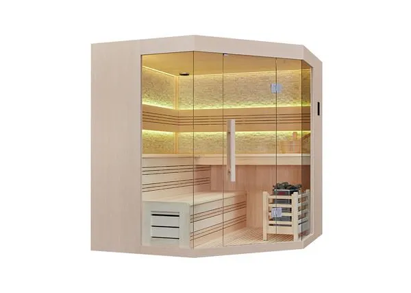 Customized Wooden Steam Sauna for Home Users With Tempered Glass Door and Cedar Sauna Interior With Far Infrared Heater.
