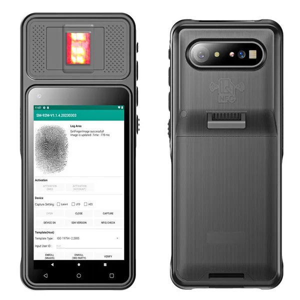 HF501 Hidon Factory 5.0 Inch Android 12 4GB+64GB IPS HD Screen 4G Handheld Terminal PDAs With NFC Fingerprint and 2D Barcoder Scanner photo-2