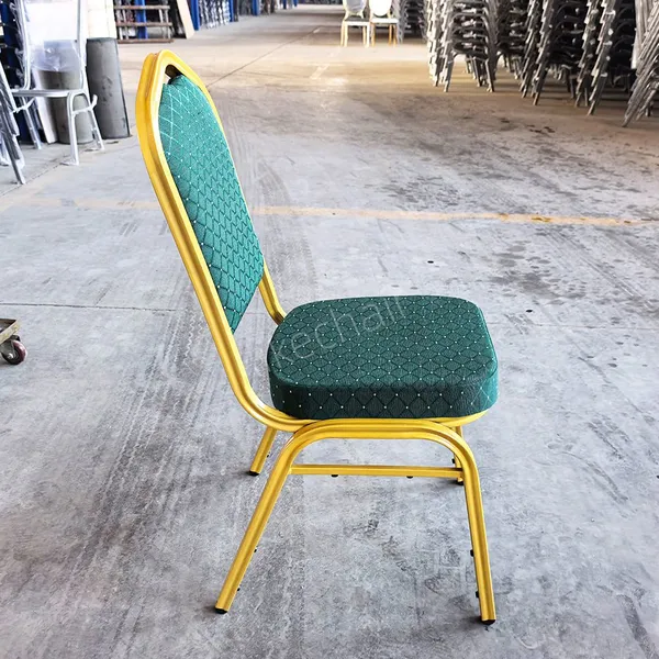 Stackable Banquet Chairs Golden Steel Frame Diamond Dot Fabric Cushion for Hotel Wedding Event photo-4