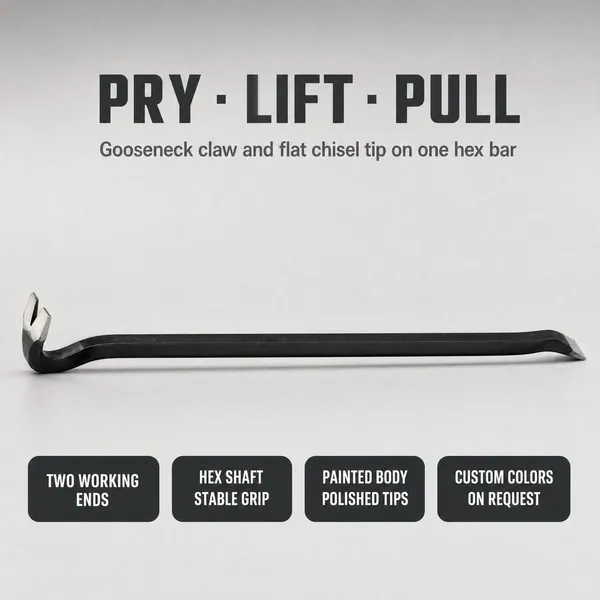 Demolition Wrecking Bar Nail Puller Crowbar With Hexagonal Body And Flat Chisel Tip For Wooden Box Opening Task