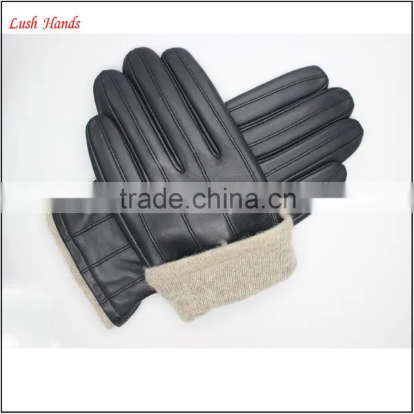Driving Gloves for Men Fashion Black Goatskin Mens Leather Driving Gloves photo-5