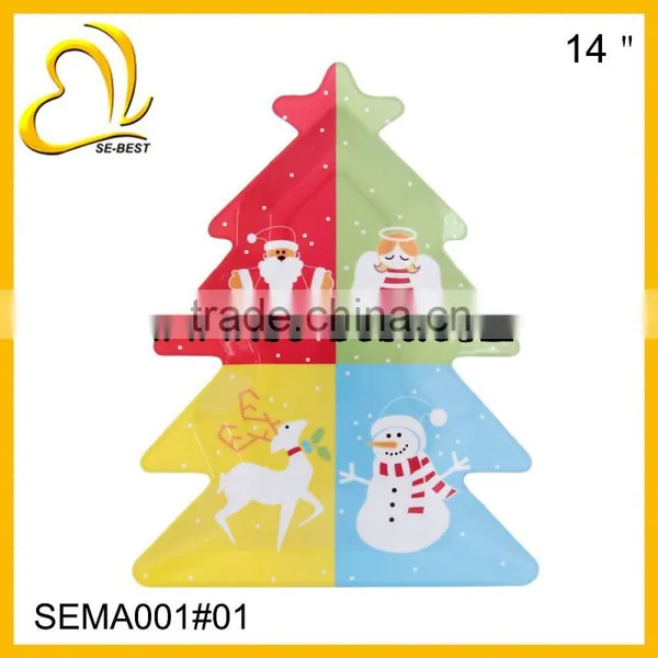 Plastic Melamine Christmas Tree Shape Plate