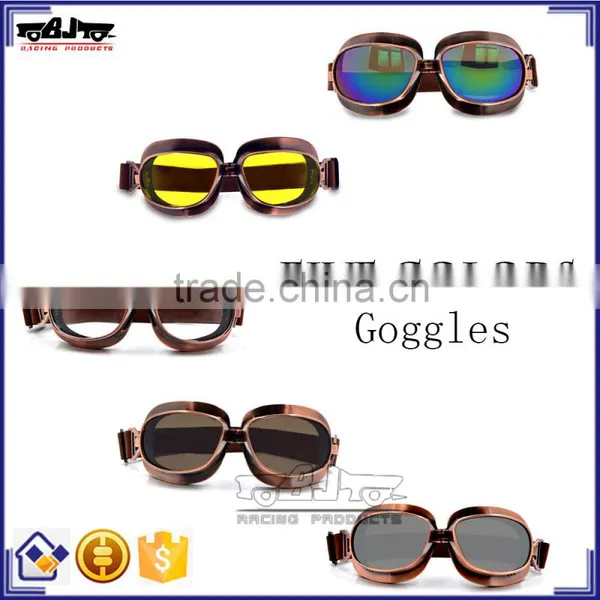 BJ-GT-013 Smoke Copper Frame Color Lens Motocross Goggles Glasses Fog Motorcycle Goggle for Harley photo-5