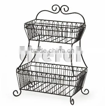 2-Tier Flat-Back Metal Basket/ Metal Wire photo-2