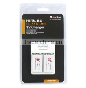 Soshine 9V High Quality Nimh Battery Charger With 650mAh Lithium-ion Rechargeable 9 Volt Batteries photo-4