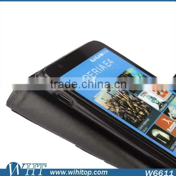 China Supplier Flip Wallet Cover Genuine Leather Phone Case for Sony Xperia E4 photo-2