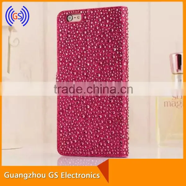 Customized Rhinestone Leather Stand Phone Case Flip Cover For Samsung Galaxy On7 photo-3