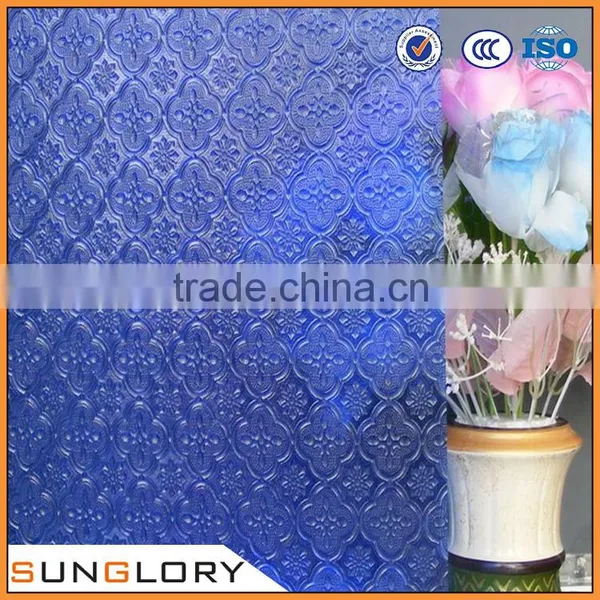 4mm 5mm 5.5mm 6mm Blue Floral Patterned Glass
